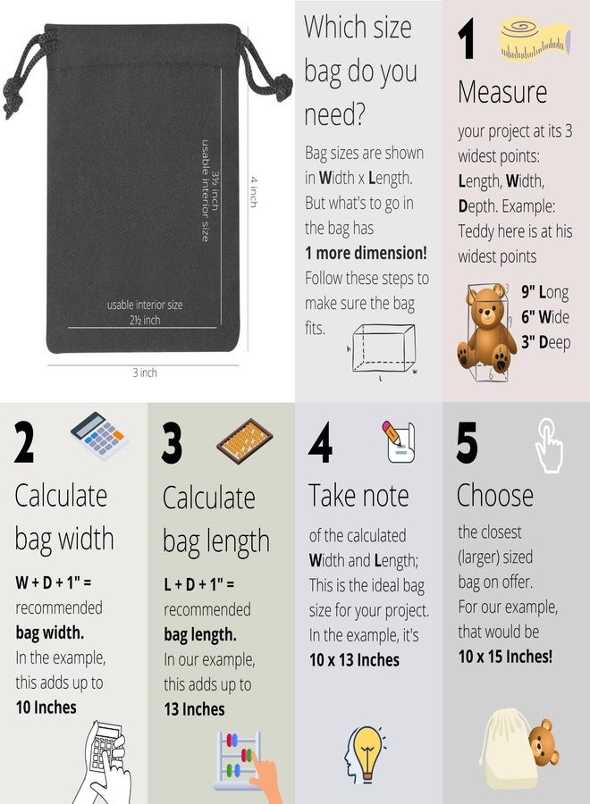 DR Black Cotton Drawstring Bags For Jewelry Gifts Accessories Reusable Quality (3 x 4 inch - 24 pack, Black) - Image 2